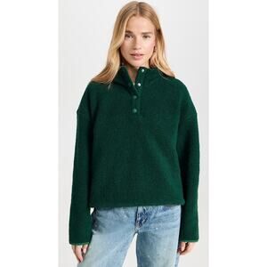 Outdoor Voices Megafleece Cropped Pullover Forest Green Snap Fleece Size S